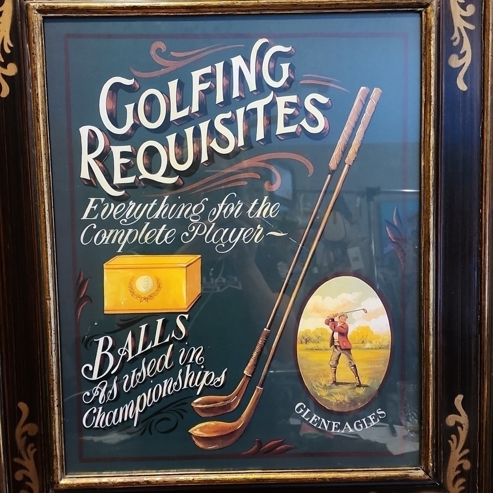 VINTAGE FRAMED GOLF ART WORK - Picture 4 of 4